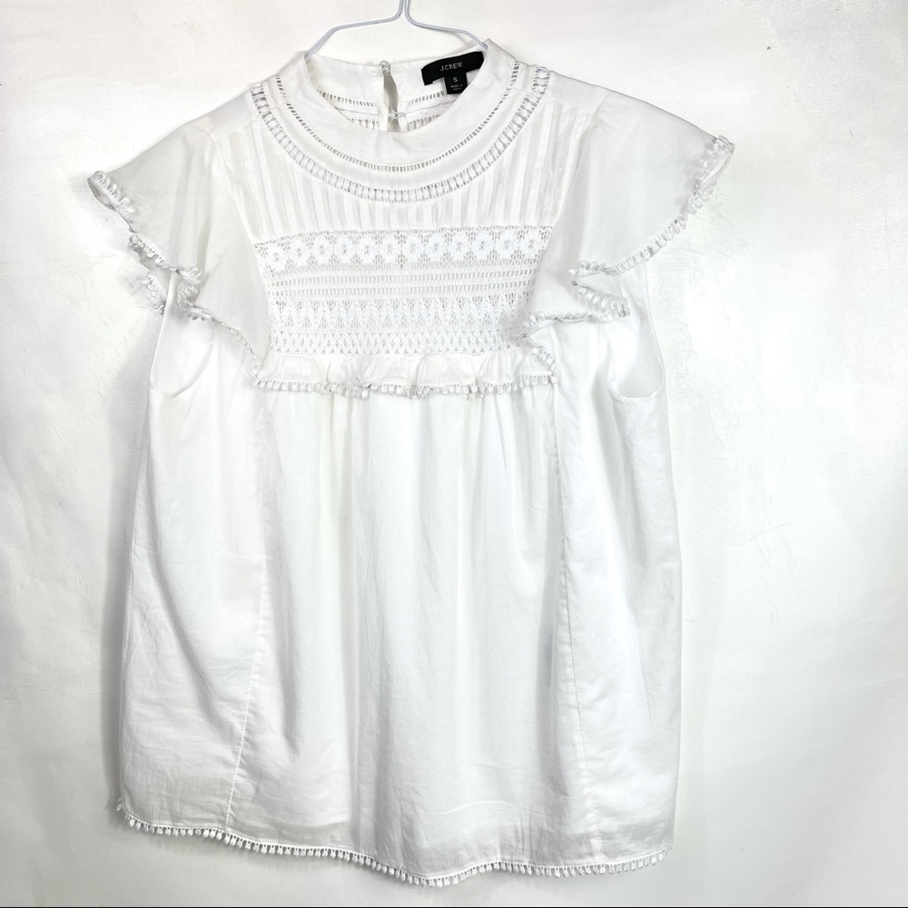 J.Crew Summer Cap Sleeve Cotton Peasant Blouse S